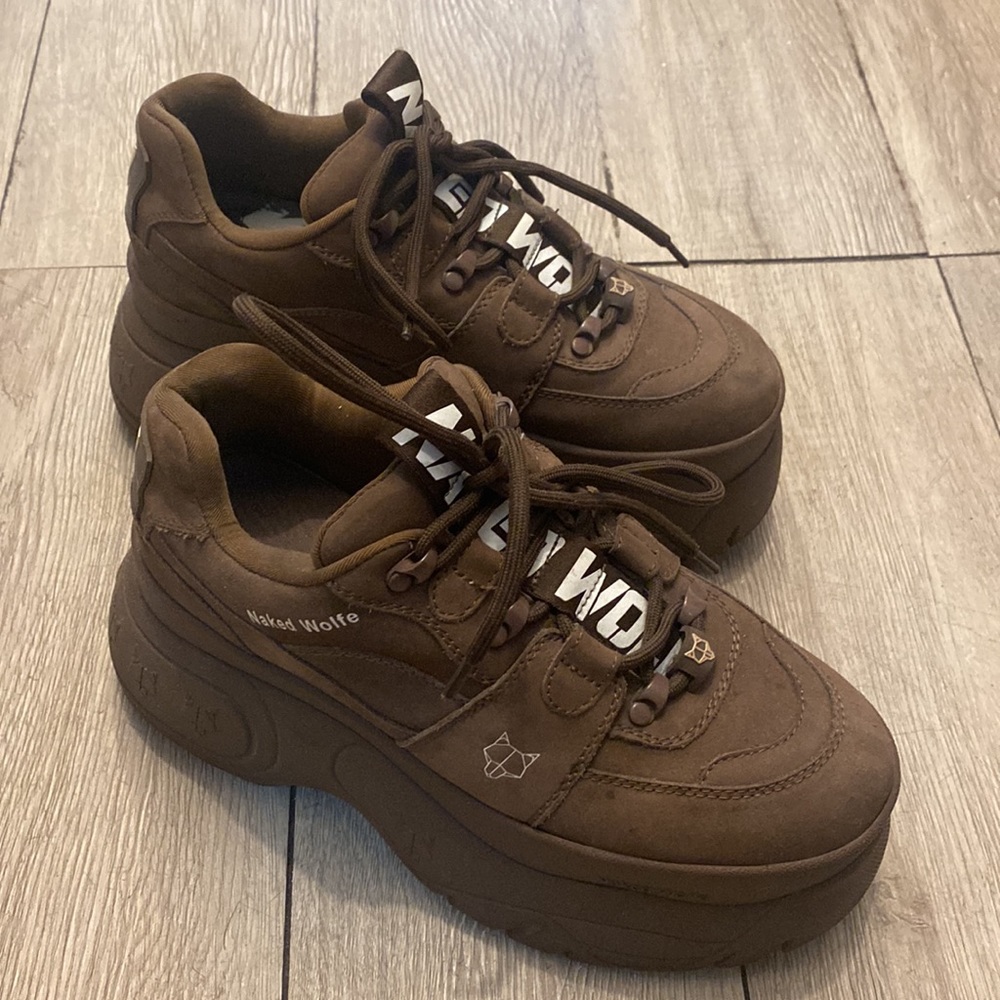 Naked Wolfe Brown Platform Sneakers
